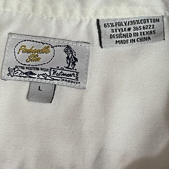 Panhandle Slim Mens Shirt Large White Western Embroidered Pearl Snap Button Up - Picture 2 of 15